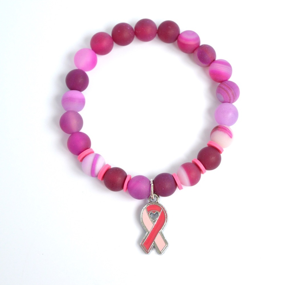 BREAST CANCER Pink Awareness Beaded Bracelet